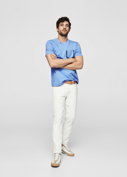 Contrast chest-pocket t-shirt
